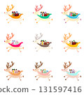 9-color reindeer and unique gift set (Christmas icon collection) 131597416