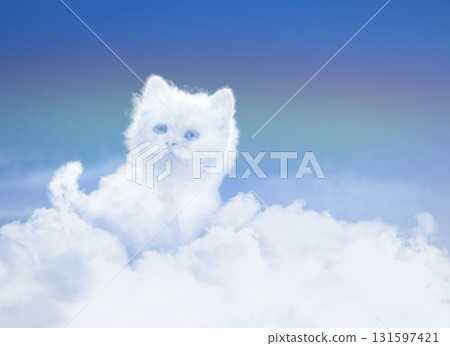 Heavenly cat made of clouds symbolizing Pet Remembrance Day and love beyond life Heavenly cat made of clouds symbolizing Pet Remembrance Day and love beyond life 131597421