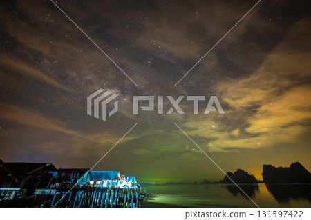 Time lapse Milky Way rising above Koh Panyee 131597422