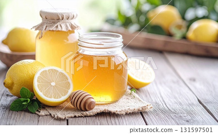用蜂蜜和檸檬製成的清爽檸檬水 用蜂蜜和檸檬製成的清爽檸檬水 131597501