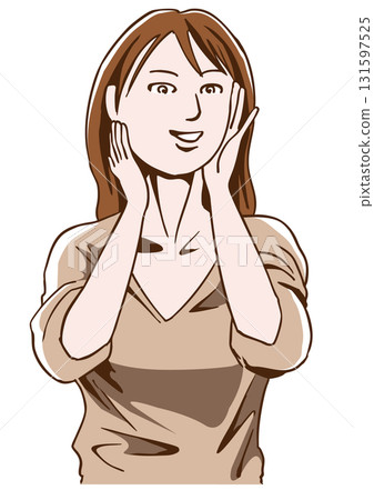 皮膚狀態好而開心興奮的家庭主婦 皮膚狀態好而開心興奮的家庭主婦 131597525