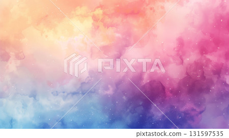 Rainbow colored watercolor background 131597535