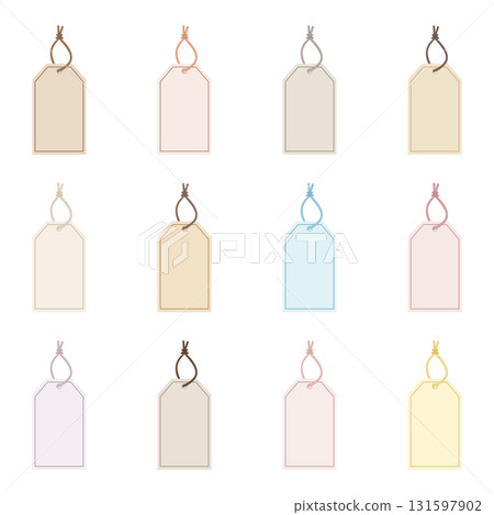附繩禮物標籤，12 種顏色（自然色、柔和色、優雅色） 131597902