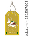Christmas tag with gold reindeer (luxurious and elegant) 131597903