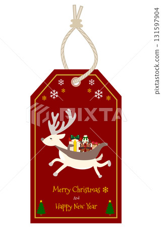 紅色馴鹿和禮品標籤（用於商店和禮品包裝） 131597904