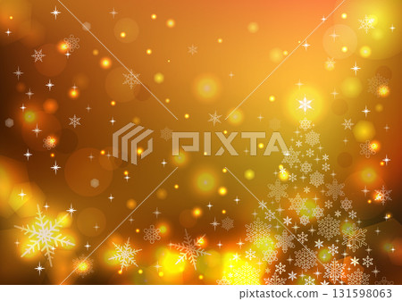 雪花聖誕樹閃光背景金色 131598063