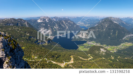 Lake Hallstatt Hallstatter See in the mountains, aerial view from Mount Krippenstein, Austria Lake Hallstatt Hallstatter See in the mountains, aerial view from Mount Krippenstein, Austria 131598258