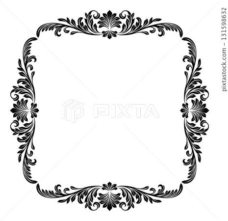 Filigree Heraldic Crest Motif Floral Pattern Frame 131598632