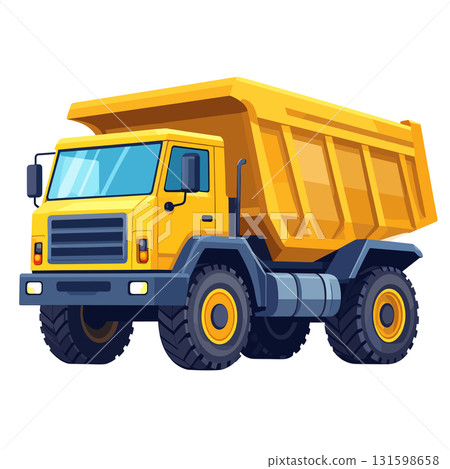 The yellow dump truck at the civil engineering construction site shines, giving a sense of strength and growth. 131598658