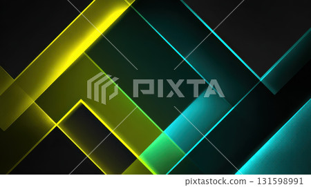 Abstract geometric background with neon yellow and teal shapes, modern and dynamic design Abstract geometric background with neon yellow and teal shapes, modern and dynamic design 131598991