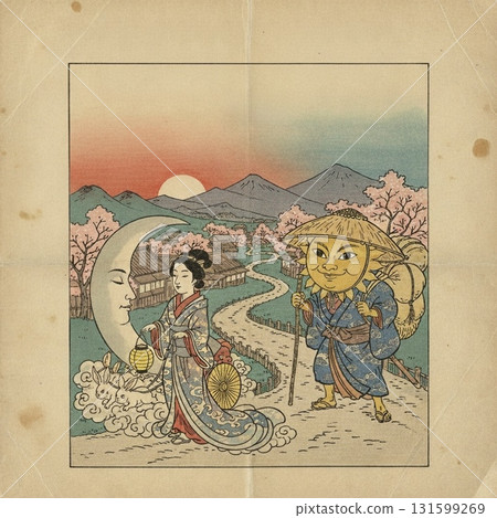 A painting of "Taiyou Gekko Dochuuki" in yellow cover style 131599269