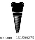 Dental implant, silhouette icon. Screw prosthesis, Illustration of dental implantation,orthodontic dental implantation 131599275