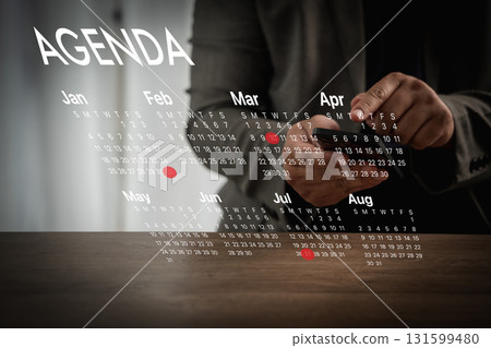 Agenda Calendar Schedule Meeting Planning Business Smartphone Digital Deadline Organization 131599480