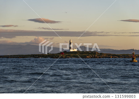 Omazaki, Aomori Prefecture - Benten Island and the lighthouse in the morning 131599803