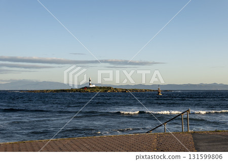 Omazaki, Aomori Prefecture - Benten Island and the lighthouse in the morning 131599806