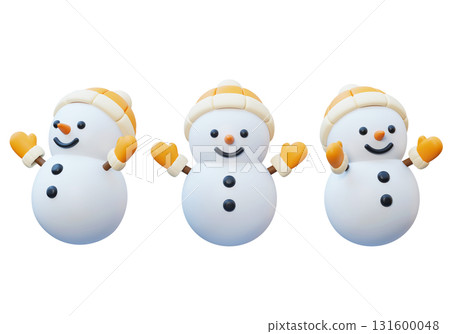 cartoon style snowman character 3D graphic 131600048