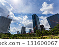Early autumn sky and skyscrapers seen from the former Shiba Rikyu Gardens in Tokyo Early autumn sky and skyscrapers seen from the former Shiba Rikyu Gardens in Tokyo 131600067