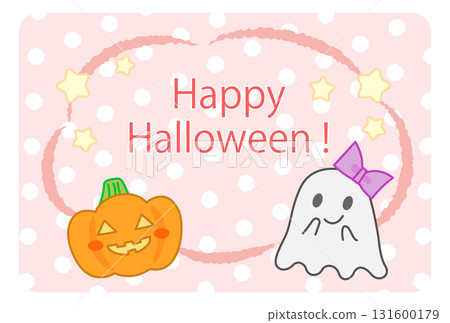 Fancy Halloween illustration of pumpkins and ghosts Fancy Halloween illustration of pumpkins and ghosts 131600179