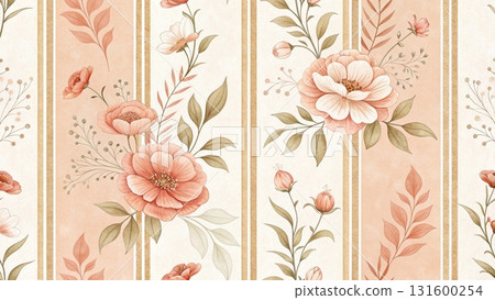 pastel vintage floral pattern background soft hand-painted watercolor texture  131600254