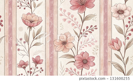 pastel vintage floral pattern background soft hand-painted watercolor texture  131600255