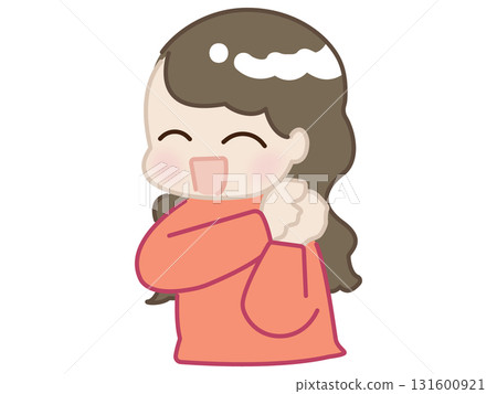 一位穿著紅色衣服的年輕女子的反應插圖 131600921