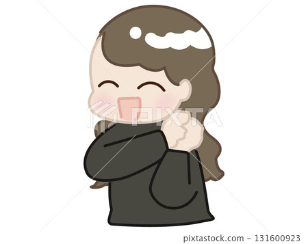 Cute illustration of a delighted woman Cute illustration of a delighted woman 131600923