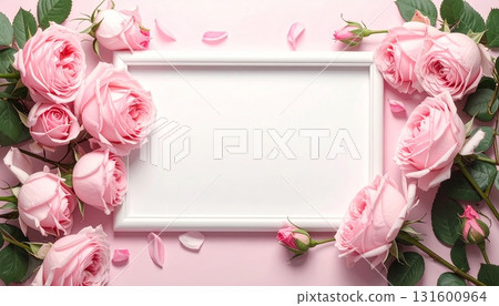 玫瑰框架背景以柔和的色彩 131600964