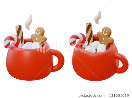 cartoon style winter christmas cocoa hot chocolate 3D graphic cartoon style winter christmas cocoa hot chocolate 3D graphic 131601019