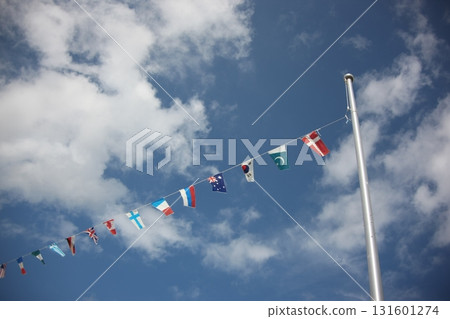 Flags of the world fluttering in the sky - Sports day image Flags of the world fluttering in the sky - Sports day image 131601274