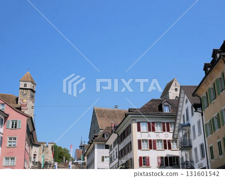 Rapperswil's old town and blue sky (Canton of St. Gallen, Switzerland) 131601542