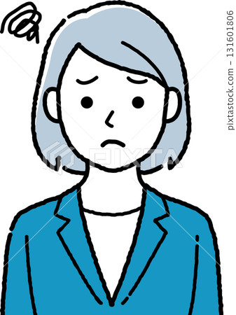 Sad woman dissatisfied facial expression material (blue-black color) 131601806