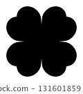 Four-leaf clover silhouette symbol icon shape, illustration of four leaf cloverleaf, isolated on white 131601859