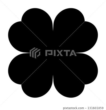 Four-leaf clover silhouette symbol icon shape, illustration of four leaf cloverleaf, isolated on white 131601859