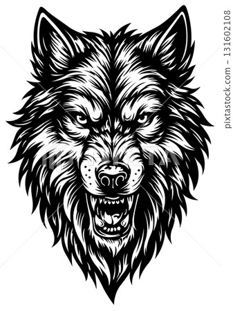 Wolf head drawing as a tattoo design Wolf head drawing as a tattoo design 131602108