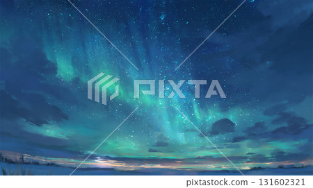 Beautiful aurora and starry sky scenery 131602321