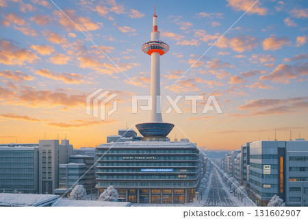 冬日黃昏的京都塔 131602907