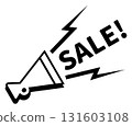 Monochrome icon with sale word coming out of a megaphone 131603108