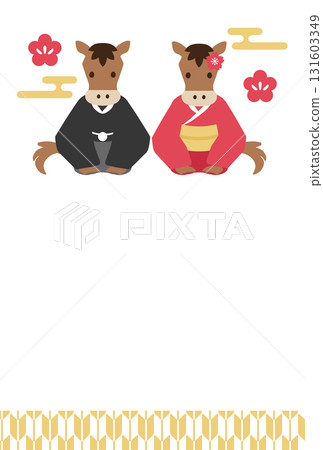 Year of the Horse greeting New Year's card template Year of the Horse greeting New Year's card template 131603349