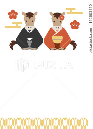 馬年新年賀卡模板 131603350