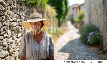 Slow tourism concept with authentic village atmosphere and relaxed summer mood. 131603803