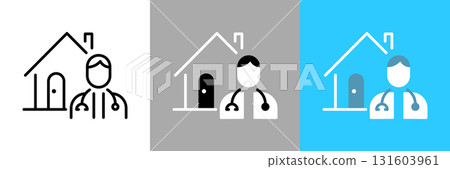 Home visit color and monochrome icons 131603961
