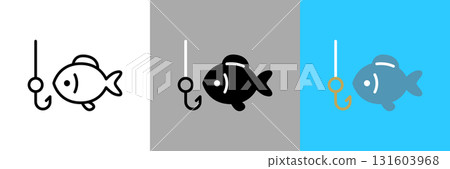 Fishing color and monochrome icons 131603968