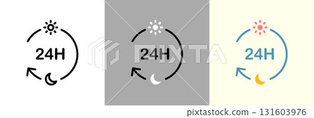 24 小時彩色和單色圖標 24 小時彩色和單色圖標 131603976