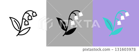 Lily of the valley color and monochrome icons 131603978