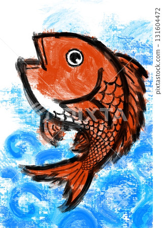 Sea bream swimming sumi-e ink painting watercolor style Japanese style hand-drawn Sea bream swimming sumi-e ink painting watercolor style Japanese style hand-drawn 131604472