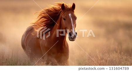 Dramatic close-up of a black horses eye with vivid flames reflected, symbolizing the strength of the 2026 Fire Horse 131604789