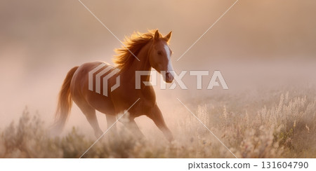 Dramatic close-up of a black horses eye with vivid flames reflected, symbolizing the strength of the 2026 Fire Horse 131604790