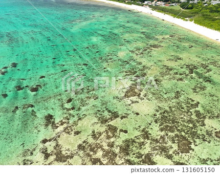 無人機拍攝的沖繩石垣島白保海灘 131605150