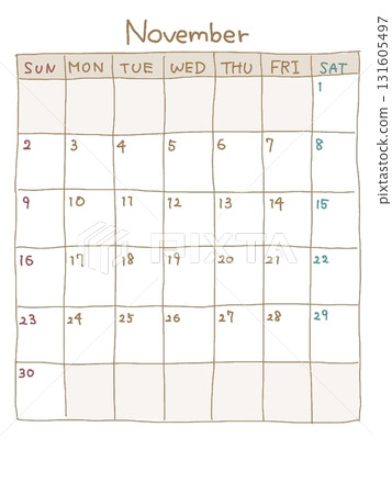 十一月日曆(手寫風格) 十一月日曆(手寫風格) 131605497