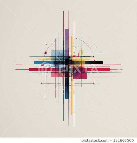 以相交的幾何線條和色塊為特色的抽象數位藝術 以相交的幾何線條和色塊為特色的抽象數位藝術 131605500